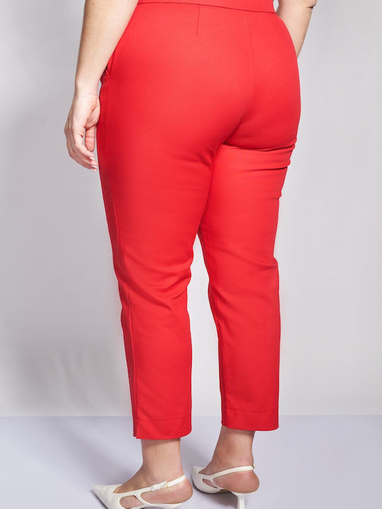 Pantaloni Dama Chino High Rise Slim Roșii