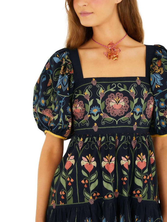 Summer Mini Dress with Ruffles Black