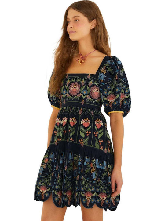Summer Mini Dress with Ruffles Black