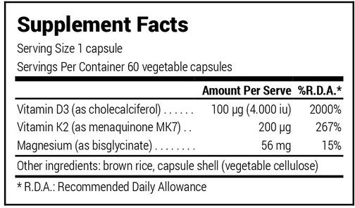 Natural Doctor Complete D3, K2 & Magnesium Vitamin for Immune System Boost & Bone Health 60 veg. caps