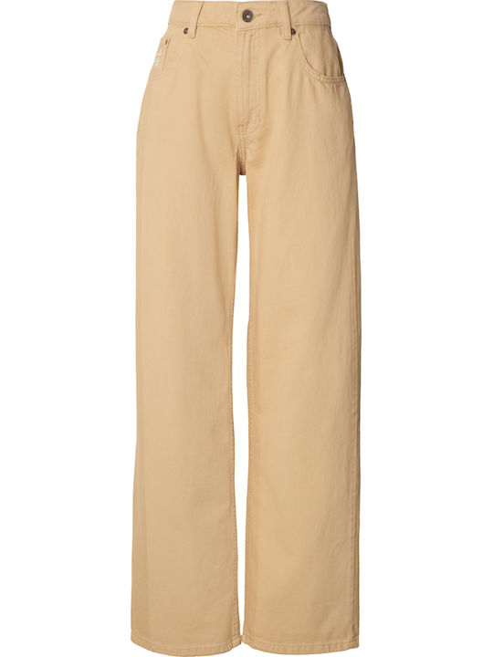 Damen Jeans Hosen in Lose Passform Beige