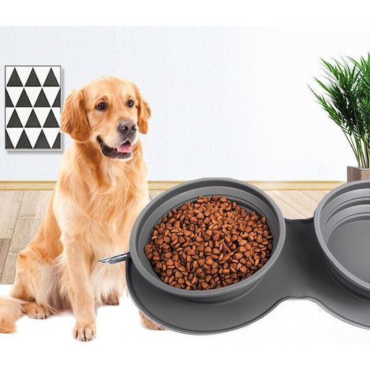 Alista Home Bol din Silicon pentru Mâncare și Apă pentru Pisică 2x 42cm în Culoare Gri
