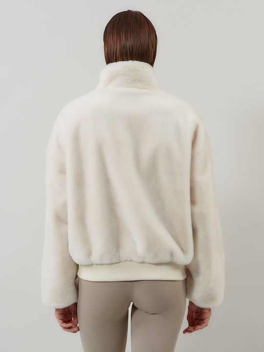 Cardigan Pentru Femei cu Fermoar Bej