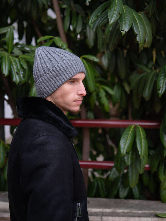 Beanie Ανδρικός Σκούφος Πλεκτός σε Γκρι χρώμα