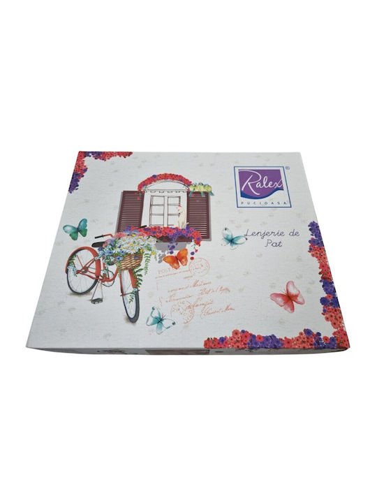 Pucioasa Set Huse Pentru Pilote 100% Bumbac Dublu Cu 2 Fețe De Pernă & 1 Cearceaf 200x220cm Portocalii