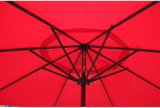 Umbrelă De Pardoseală Rotundă Din Aluminiu Roșie Cu Suport Φ2.7m 122952
