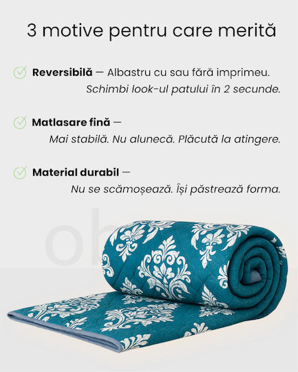 Cuvertură Pat Dublu Royal Blue Damasc 220x240cm