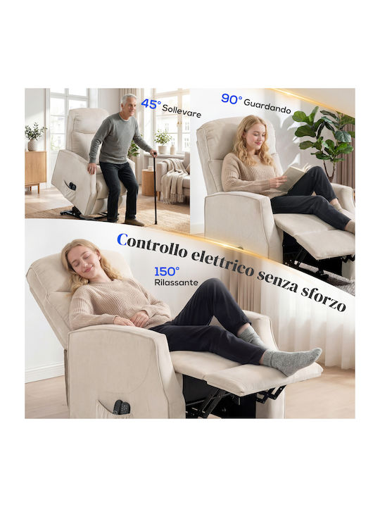 Πολυθρόνα Relax Massage με Υποπόδιο Μπεζ 74x80x140cm