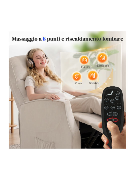 Πολυθρόνα Relax Massage με Υποπόδιο Μπεζ 74x80x140cm