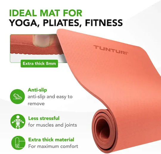 Tunturi Trainingsmatte Pilates Rosa mit Tragegurt (183x61cm)