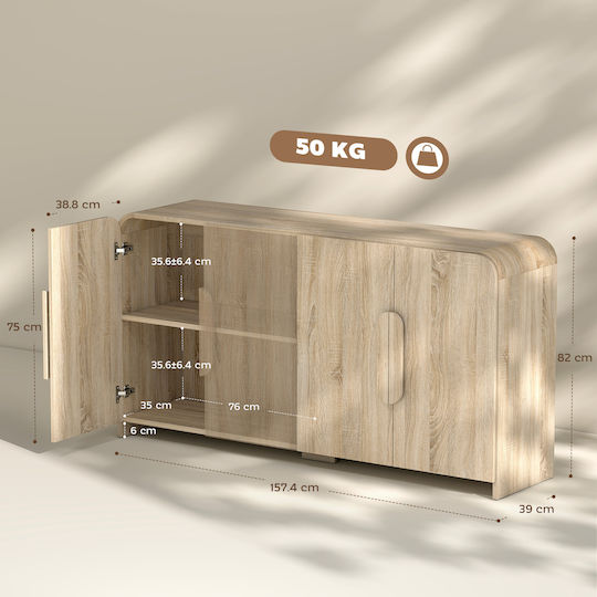 Επιδαπέδιο Ντουλάπι Φυσικό Ξύλο 157x39x82εκ.