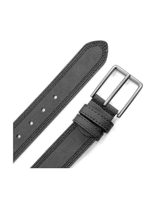 Men's Belt From Black Artificial Leather 12004-Black-130cm