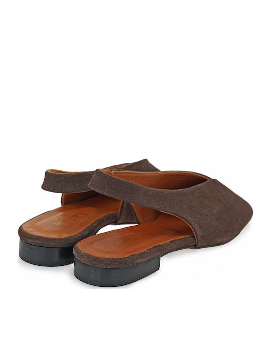 Suede Γυναικείες Μπαλαρίνες Slingback σε Καφέ Χρώμα