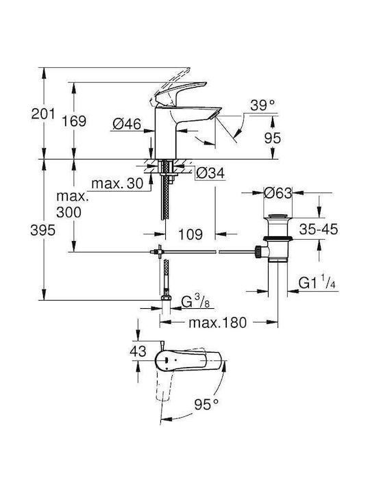 Grohe Миксер Батерия За Умивалник Черна