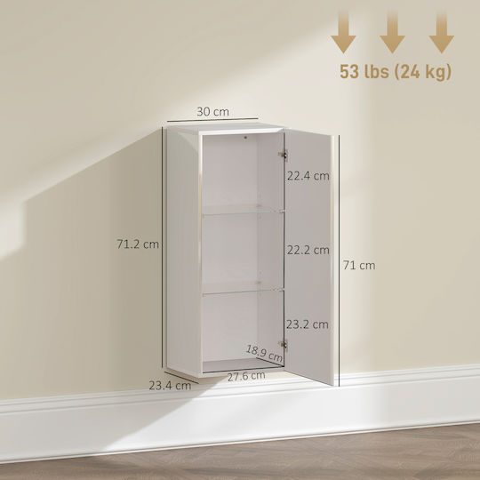 HomCom Ντουλάπι Μπάνιου 30x23.4x71.2cm Λευκό