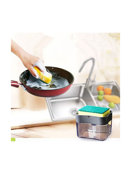 Alista Home Dozator De Bucătărie Din Plastic Cu Suport Pentru Burete Negru 380ml