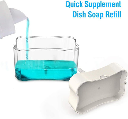 Alista Home Dispenser Dozator De Bucătărie Din Plastic Cu Suport Pentru Burete Alb 380ml