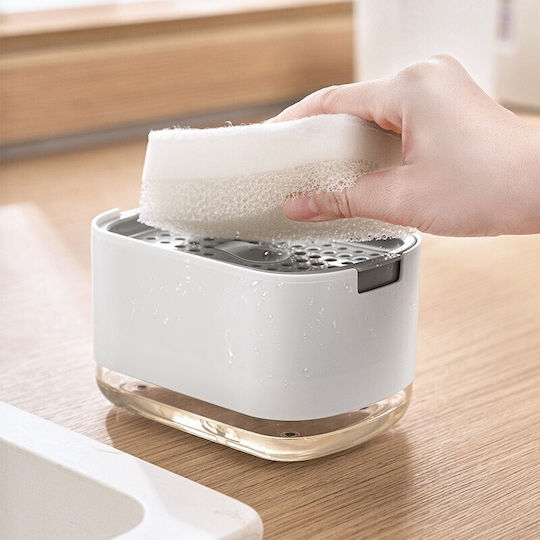 Alista Home Dozator De Bucătărie Din Plastic Cu Suport Pentru Burete Alb 300ml