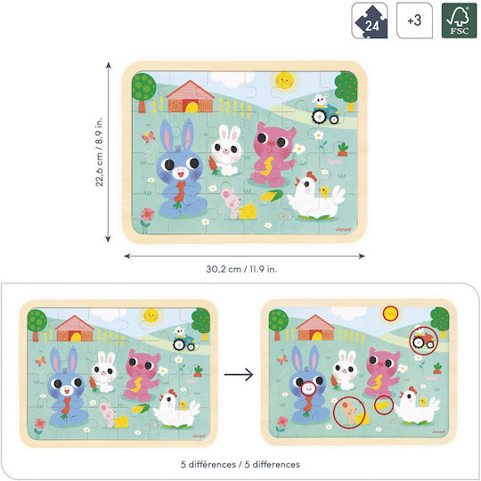 Wooden Kids Puzzle for 3+ years+ Years 24pcs Janod