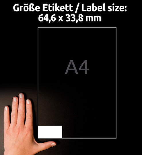 Avery 576 Self-Adhesive Rectangular A4 Labels 64.6x33.8mm