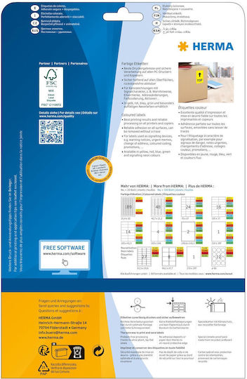 Herma 20 Self-Adhesive Rectangular A4 Labels 210x297mm