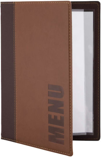 Securit Menu Holder Made of PU Leather in Brown Colour 25.3x17.7 cm Trendy Range A5