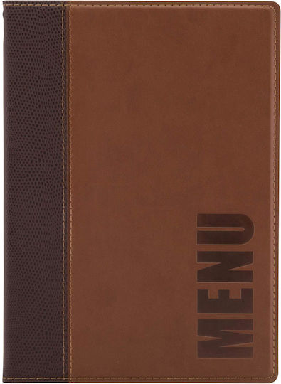 Securit Menu Holder Made of PU Leather in Brown Colour 25.3x17.7 cm Trendy Range A5