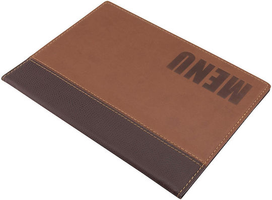 Securit Menu Holder Made of PU Leather in Brown Colour 25.3x17.7 cm Trendy Range A5