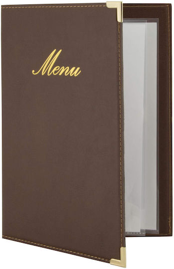 Securit Menu Holder Made of PU Leather in Brown Colour 25x18 cm Classic Range
