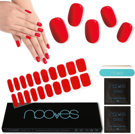 NOOVES Tipsuri Unghii False Roșii Culoare Full Face 20 Bucăți