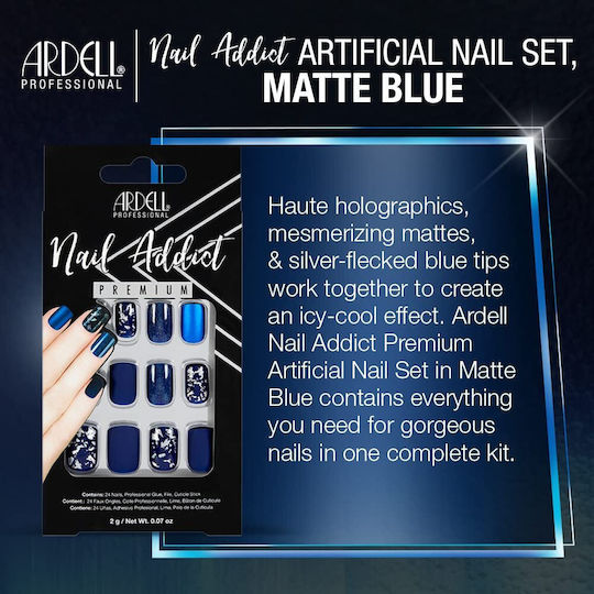 Ardell Addict Matte Blue Tips Νυχιών σε Μπλε Χρώμα