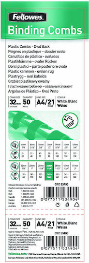 Fellowes Ovale Plastikbindung 32mm Schwarz 50 Stück 241-280 Blatt 5349302