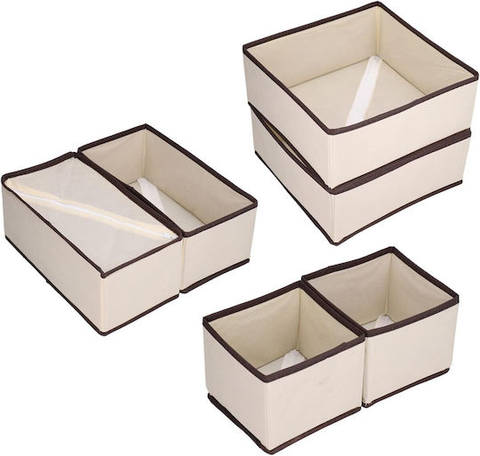 Alista Home Υφασμάτινο Organizer Συρταριών για Εσώρουχα / Κάλτσες / Γραβάτες σε Λευκό Χρώμα 6τμχ