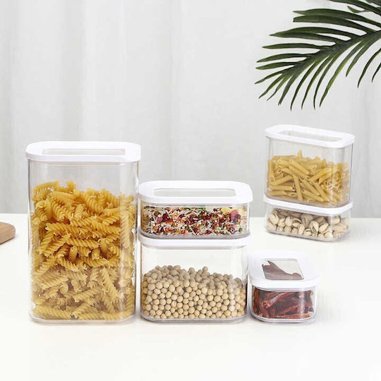 Alista Home Set 5 Stück Getreidegläser mit Kunststoffverschluss Weiß 450ml
