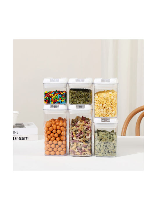 Alista Home Set 6 Bucăți Vaze Cereale / Pentru Paste Cu Capac Plastic Alb 500ml 6 Bucăți