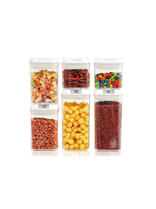 Alista Home Set 6 Bucăți Vaze Cereale / Pentru Paste Cu Capac Plastic Alb 500ml 6 Bucăți