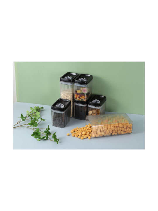 Alista Home Set 5 Bucăți Vaze Cereale cu Capac Plastic Transparent 1500ml 5 Bucăți