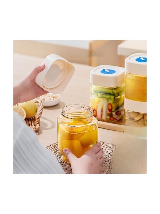 Alista Home Vază Pentru Cereale / Paste / Cafea Cu Capac Ermetic Din Sticlă Albă 750ml