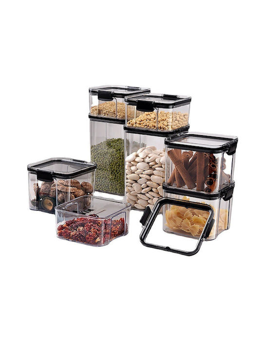 Alista Home Set 8 Bucăți Vaze Cereale cu Capac Plastic Transparent 460ml 8 Bucăți
