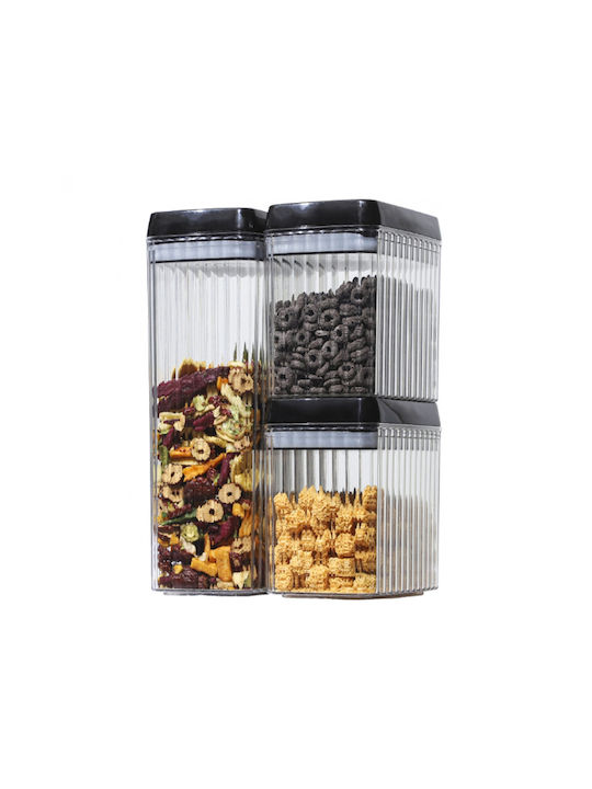 Alista Home Set 3 Bucăți Vaze Cereale cu Capac Plastic Transparent 1500ml 3 Bucăți