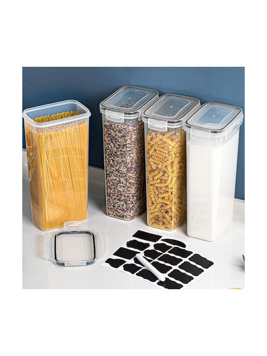 Alista Home Set 4 Bucăți Vaze Cereale / Pentru Paste Cu Capac Plastic Transparent 2800ml 4 Bucăți