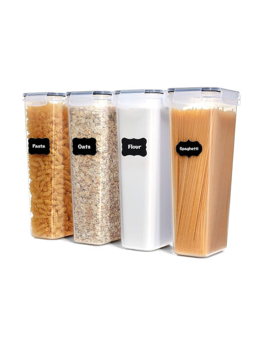 Alista Home Set 4 Bucăți Vaze Cereale / Pentru Paste Cu Capac Plastic Transparent 2800ml 4 Bucăți