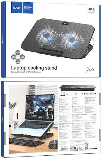 Hoco GA4 Cooling Pad for Laptop up to 17" with 2 Fans and Lighting