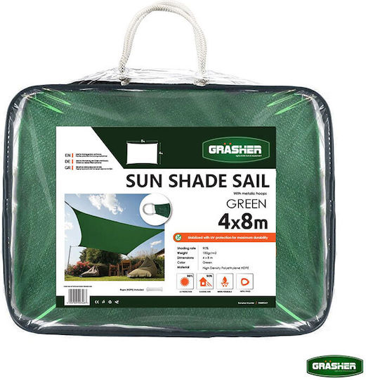 Grasher Правоъгълена Shade Sail Зелен 4x8m