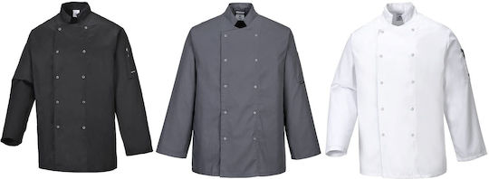 Portwest Chef Jacket Male Black With Long Sleeve
