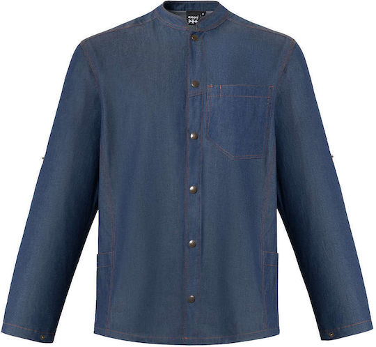 Axon Coat Chef 100% Cotton made Blue with Long Sleeve Elegance