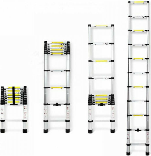 Telescopic Ladder Aluminum 12 of Steps with Maximum Height 3.8m