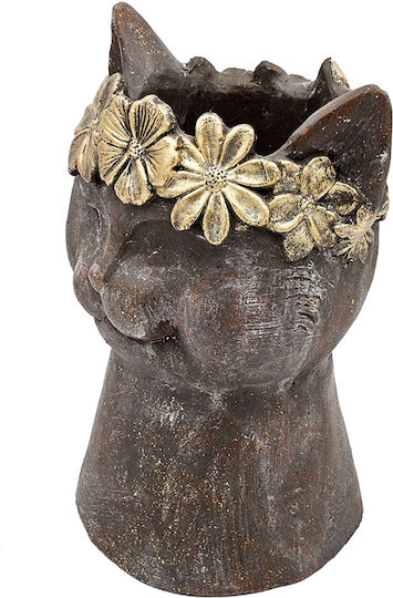 Artekko Animal Vază Pentru Plante Maro Cap De Pisică Magneziu 21.5x19.5x31.5 Cm