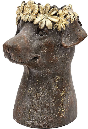 Artekko Animal Vază Pentru Plante Maro Cap De Câine Magneziu 23.5x23.5x33 Cm