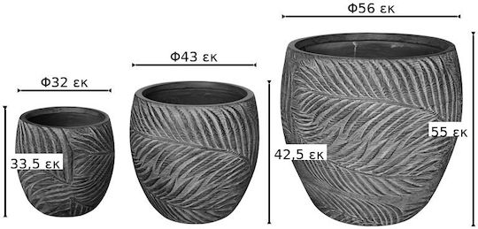 Pakketo Ceramic Gray Plant Pots Set of 3